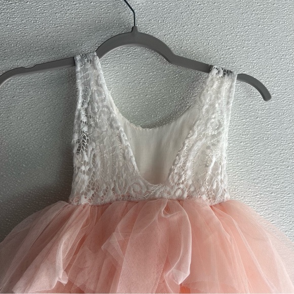 2Bunnies Girl Peony Lace Back A-Line Tiered Tutu Tulle Flower Girl Dress 12M - Picture 14 of 16